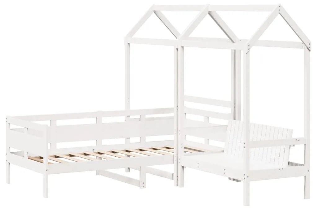 Set dormeuse e panca con tetto bianco 90x200cm massello pino