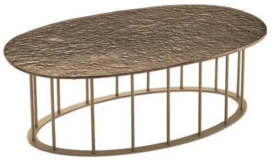 Tavolino D90 cm con base in metallo Beige e piano in vetro martellato Ambra MUTE