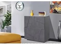 Credenza moderna a 2 ante, Made in Italy, Madia da cucina, Buffet di design da soggiorno, cm 81x44h86, Grigio Ardesia