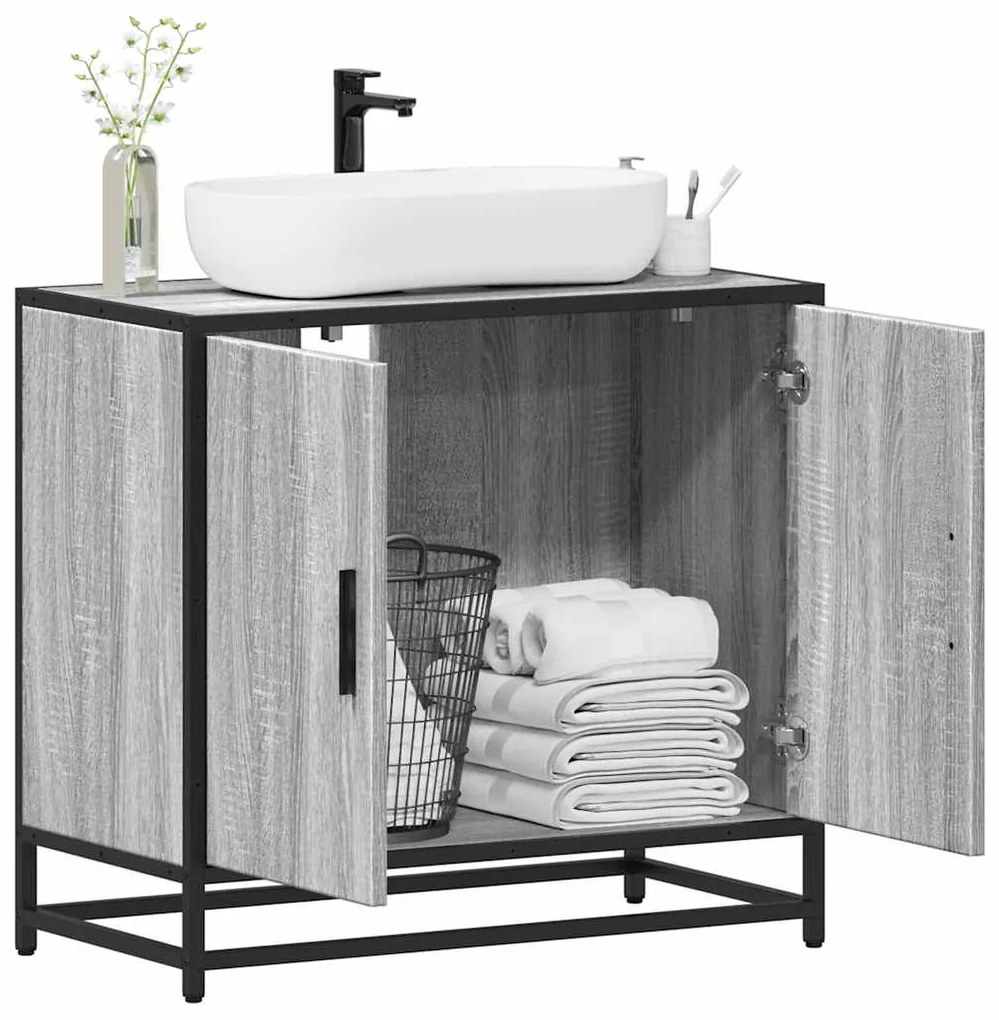 Mobile Lavabo Bagno Grigio Sonoma 65x33x60 Cm Legno Multistrato /
