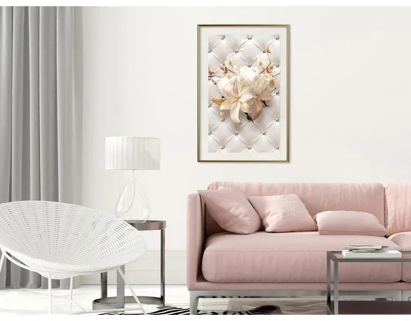 Poster Lilies on Leather Upholstery
