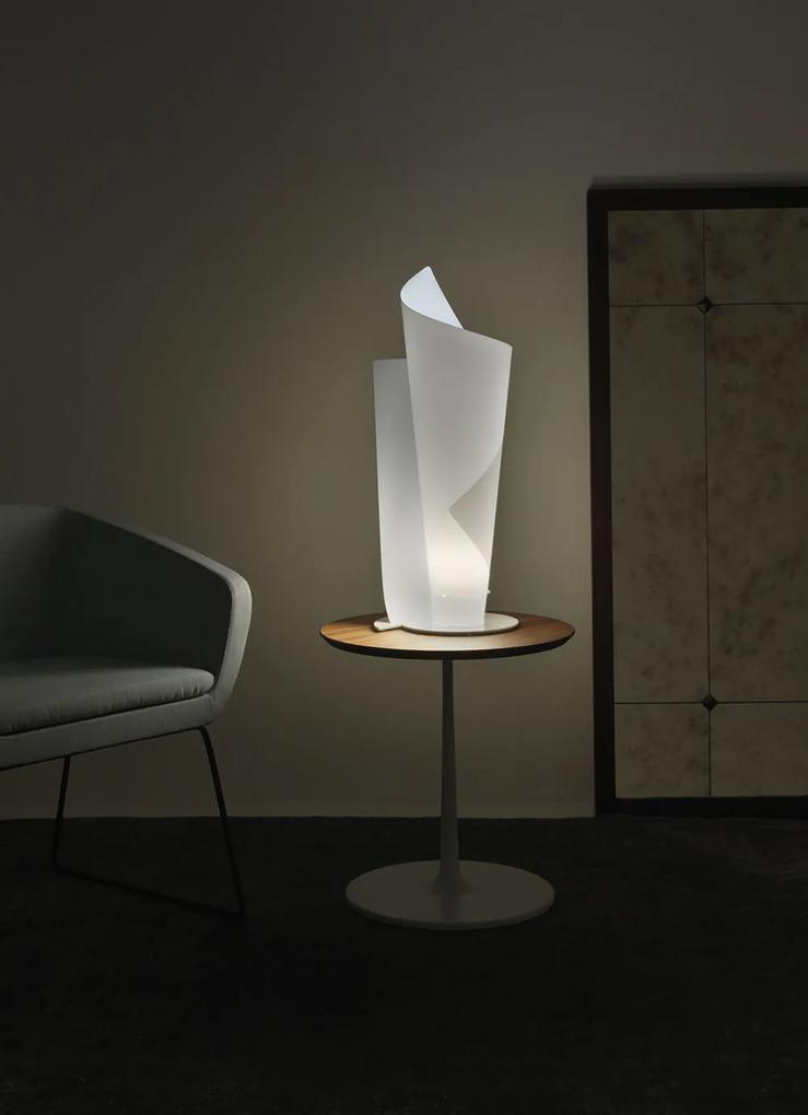 Lampada Da Tavolo Moderna A 1 Luce Vela In Polilux Bianco H70 Made In Italy