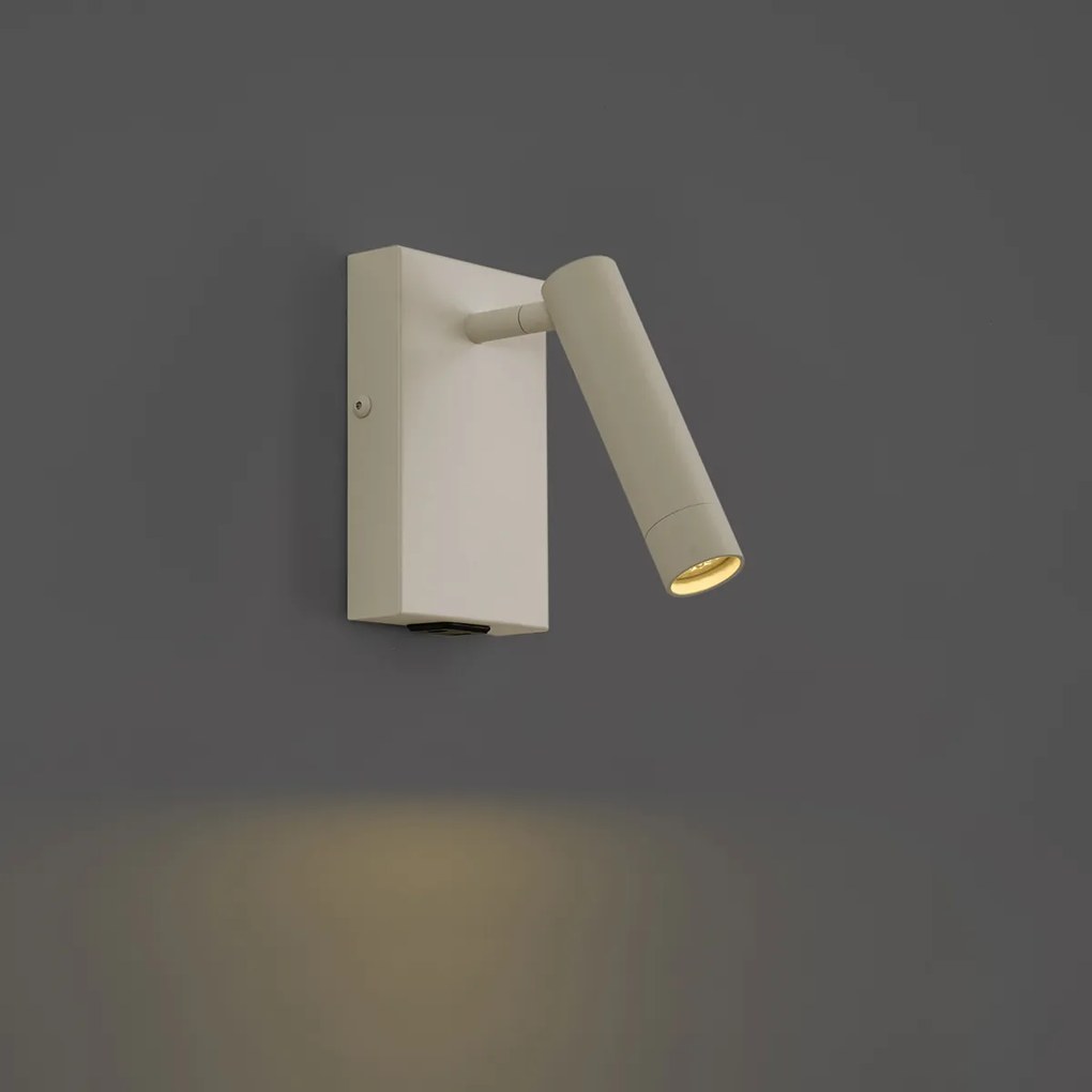Lampada da parete moderna beige regolabile con USB-C - Croft