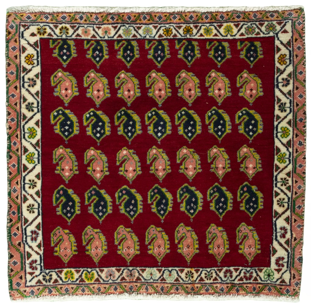 Shiraz Tappeto persiano 60 x 60 Rosso (Iran) Annodato A Mano
