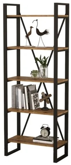 Libreria Industrial 5 Ripiani In Ferro E Legno 69x39x180H Elena