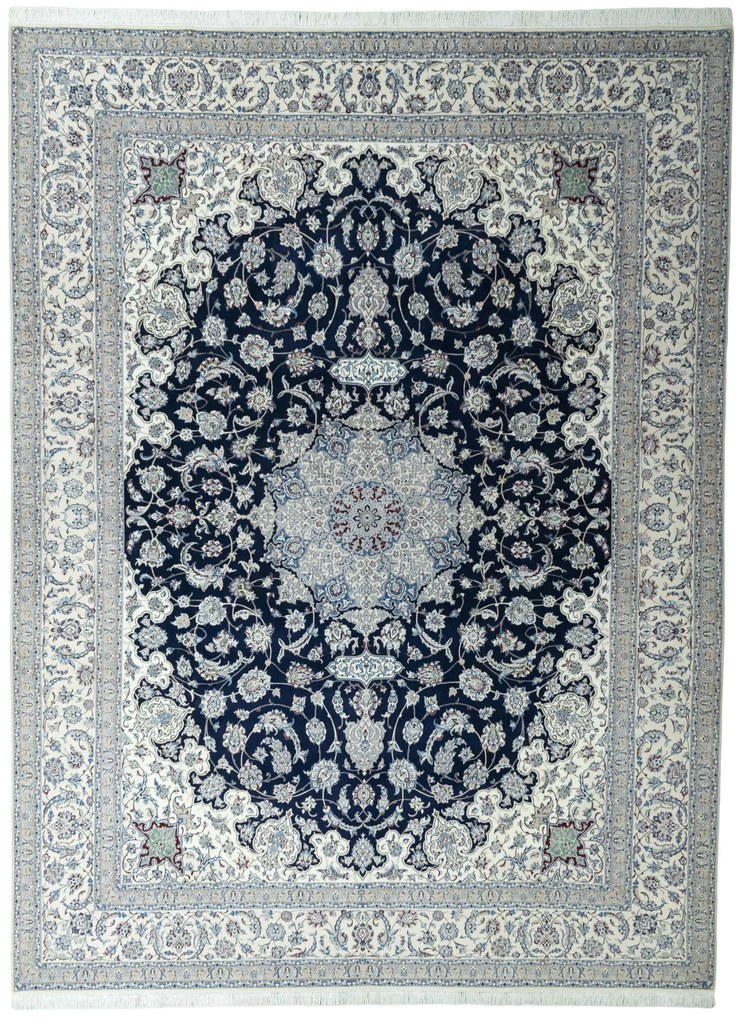 Nain Tappeto persiano 310 x 410 Blu (Iran) Annodato A Mano