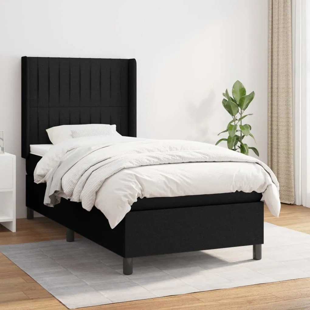 Giroletto A Molle Con Materasso Nero 100x200 Cm İn Tessuto /