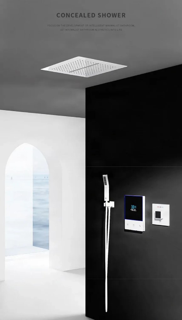 Sistema doccia a incasso ELITE EDITION BCS1721 termostatico, multigetto e a cascata in più finiture — Nero opaco — A parete