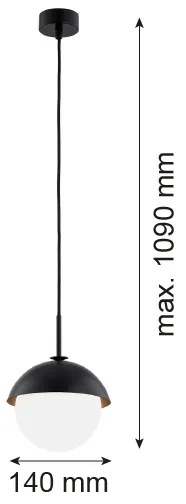 Argon 8295 - Lampadario a sospensione con filo CAPPELLO 1xE27/15W/230V nero