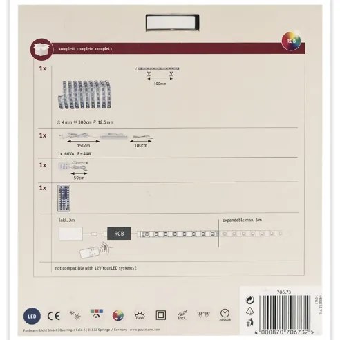 Paulmann 70673 - Striscia LED RGB/40W Dimmerabile MAXLED 3m 230V + telecomando