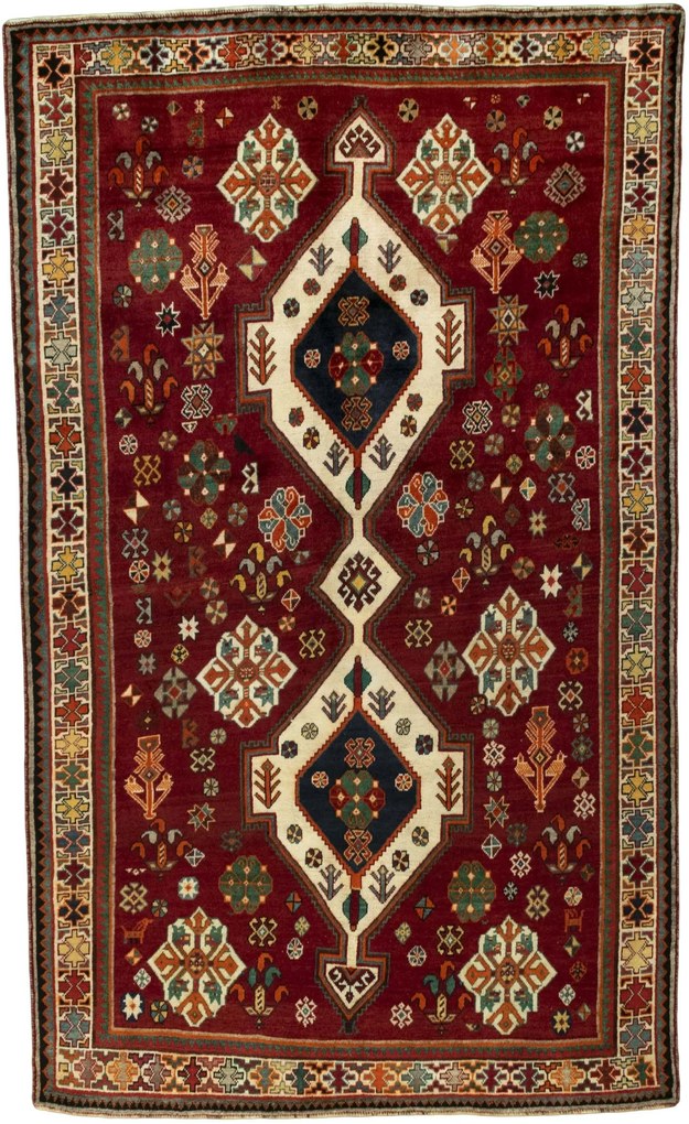 Shiraz Tappeto 280 x 170 Rosso (Iran) Annodato A Mano