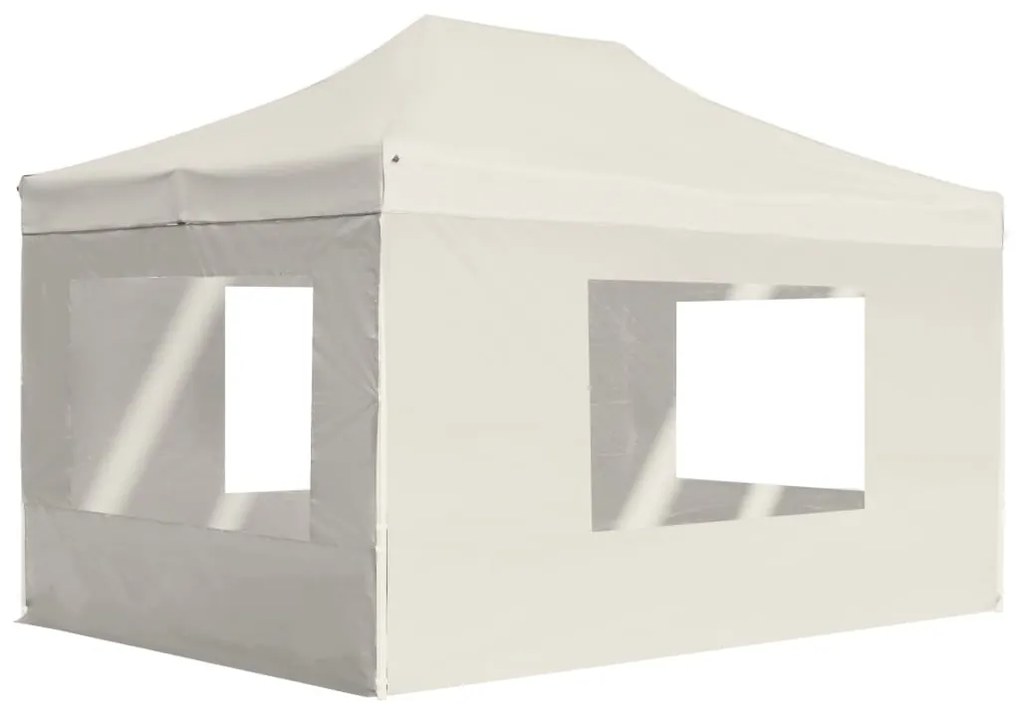 Gazebo Professionale Pieghevole Pareti Alluminio 4,5x3m Crema /
