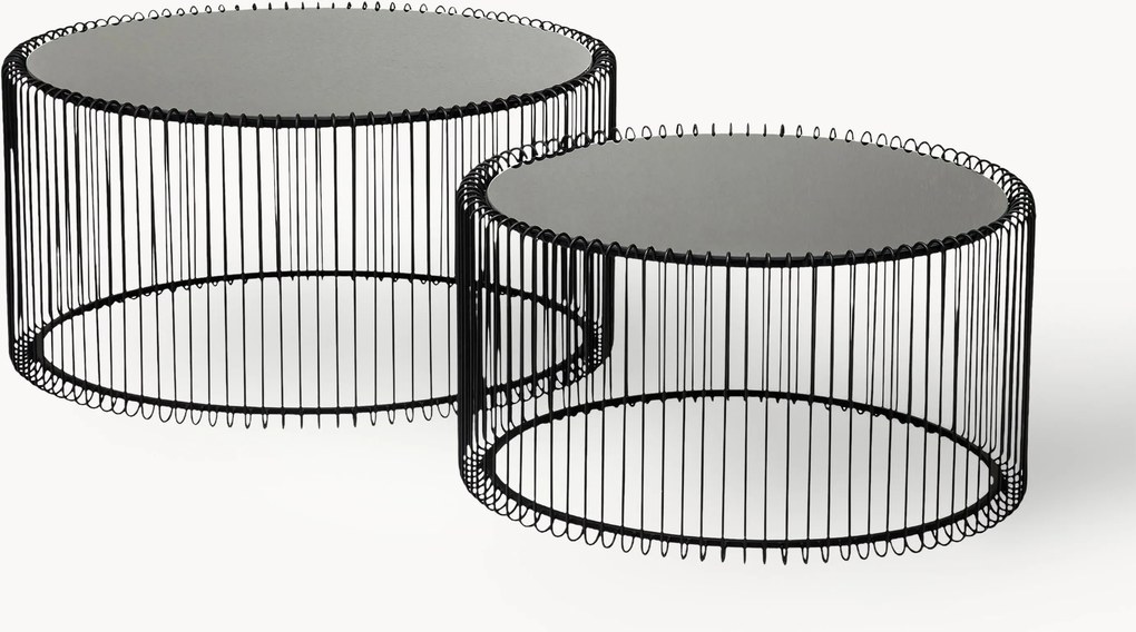 Set di 2 tavolini da salotto con piano in vetro Wire
