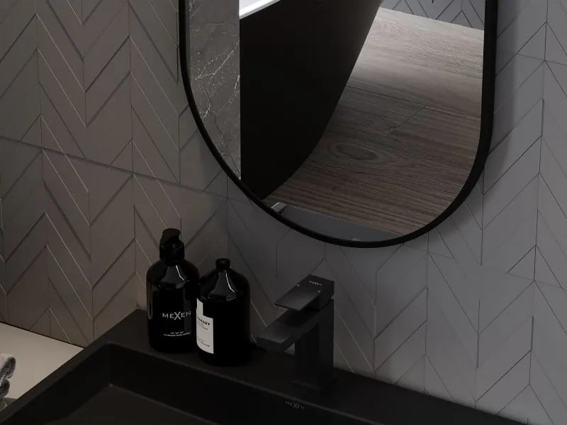 Mexen Loft specchio da bagno ovale 100 x 35 cm, cornice nera - 9851-100-035-000-70