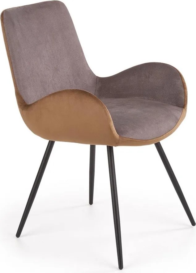 Sedia K392 velluto grigio marrone