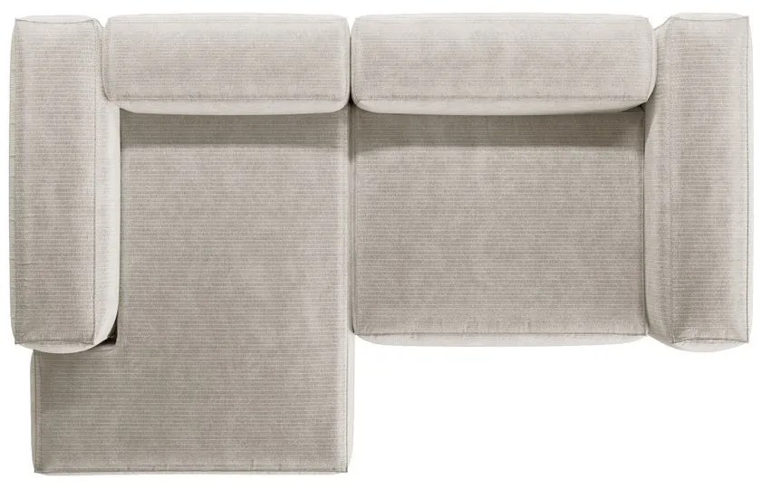 Divano angolare beige (con penisola a sinistra/con chaise lounge) con rivestimento in velluto a coste Bergamo – Cosmopolitan Design