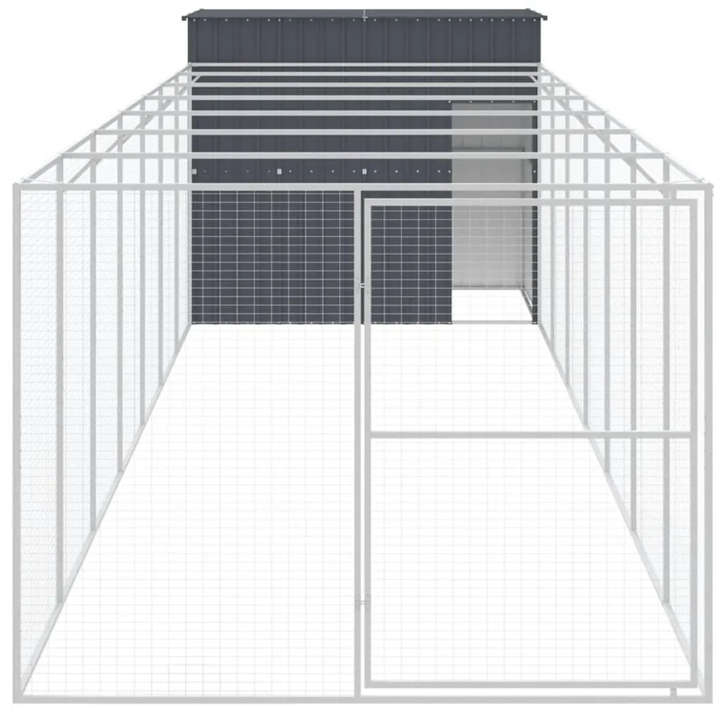 Casetta cani con corsa antracite 214x865x181 cm acciaio zincato