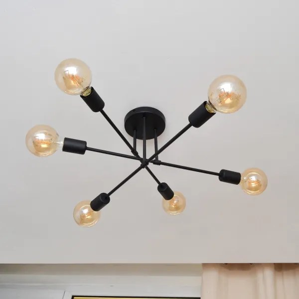 Lampadario a plafone LED CAMBRIDGE 6xE27/8W/230V nero