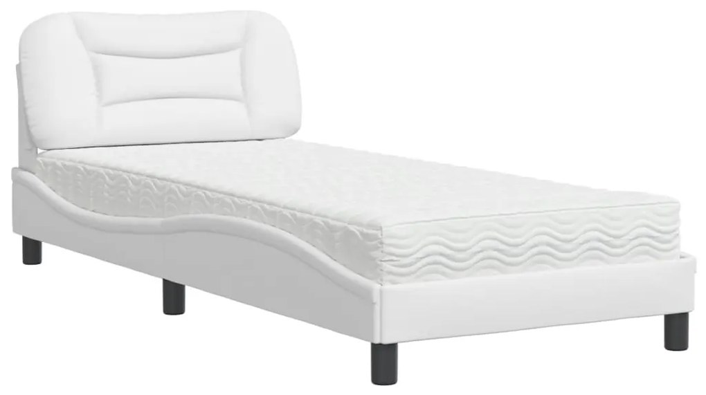 Letto con materasso bianco 90x190 cm in similpelle