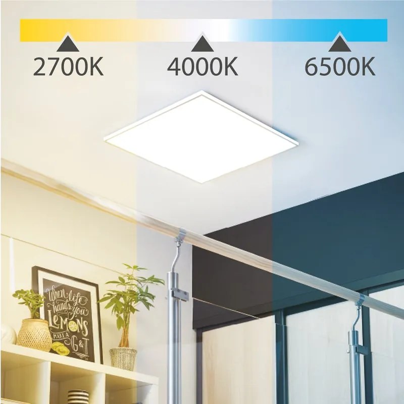 Pannello LED Gdansk bianco 59.5x60 cm  con 3 temperature di colore ad intensità regolabile 5400 LUMEN, INSPIRE