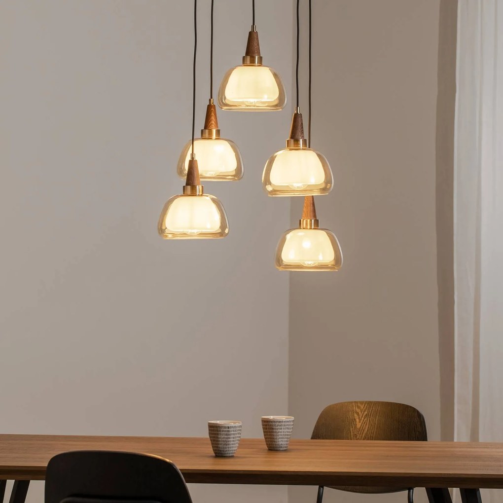 Lampada a sospensione in vetro Ermo Lucea, dimmerabile, Soggiorno / Sala da pranzo, Metallo, Lampada a sospensione