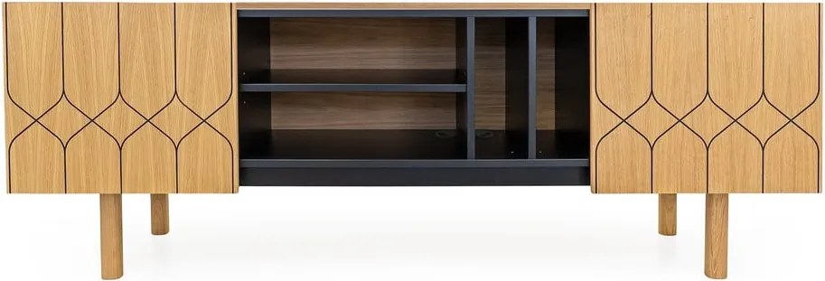 Tavolo TV in rovere nero/naturale 175x60 cm Porto - Woodman