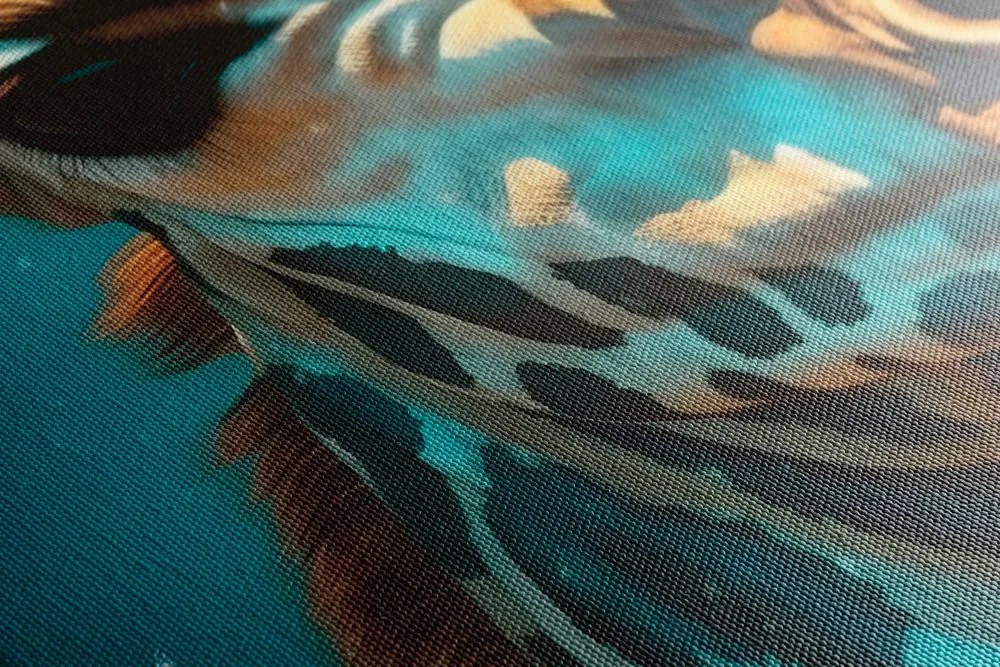 Quadro su tela – Giraffa blu-oro