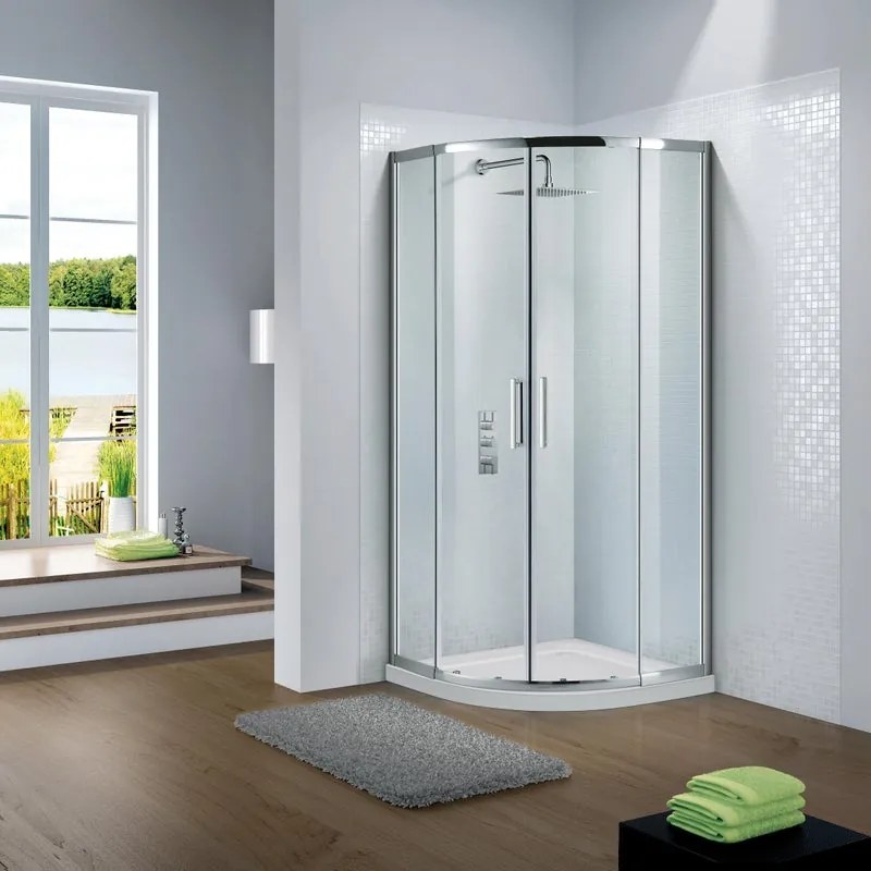Box doccia con ingresso angolare scorrevole Slimline quadrante L 85 x L 90 x H 195 cm in vetro, sp. 6 mm vetro senza finitura / trasparente cromo