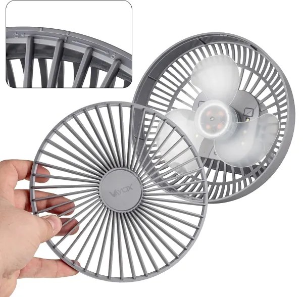 LED Ventilatore da tavolo ricaricabile con illuminazione a LED LED/2W/5V USB 2400 mAh grigio