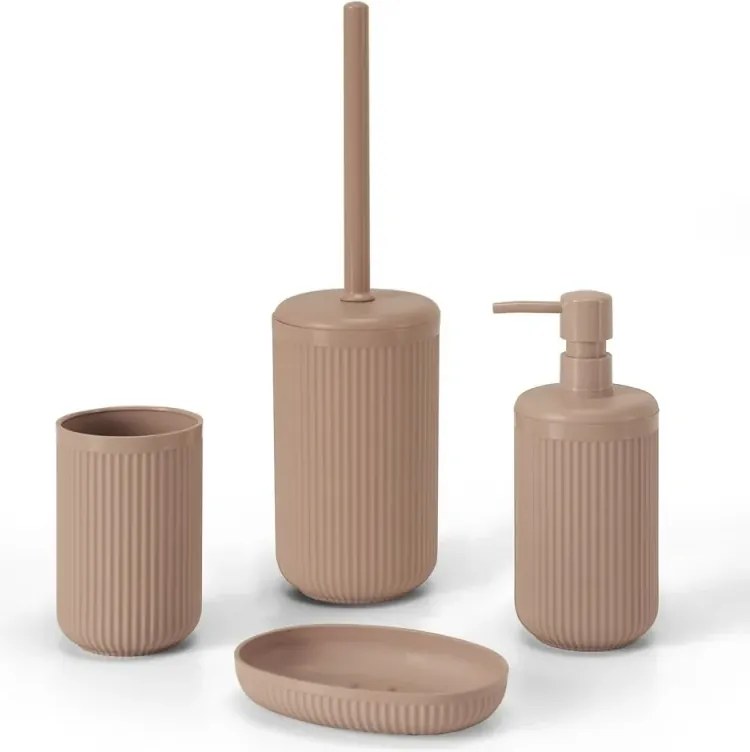 Set accessori bagno completo di 4 pz rosa cannettato Arizona