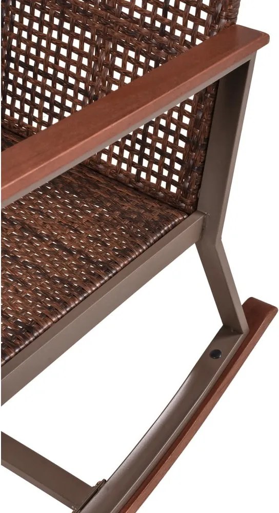 Sedia a dondolo in legno marrone scuro con tavolino Sinaloa - Garden Pleasure