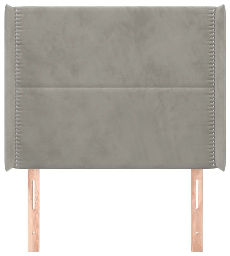 Testiera ad orecchio grigio chiaro 103x16x118/128 cm in velluto