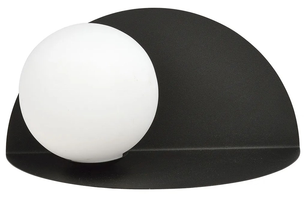 Applique 1 Luce Indiretta Agni Con Base In Acciaio Nero E Vetro Opale
