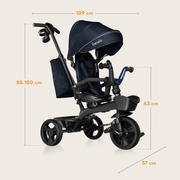 Lionelo - Triciclo KORI per bambini Blu navy