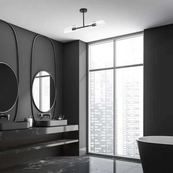 Rabalux 75028 - Lampadario da bagno a sospensione con supporto rigido TEODORO 2xE14/12W/230V IP44 nero