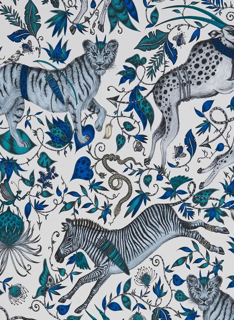 Clarke & Clarke Carta da parati Protea - Blue