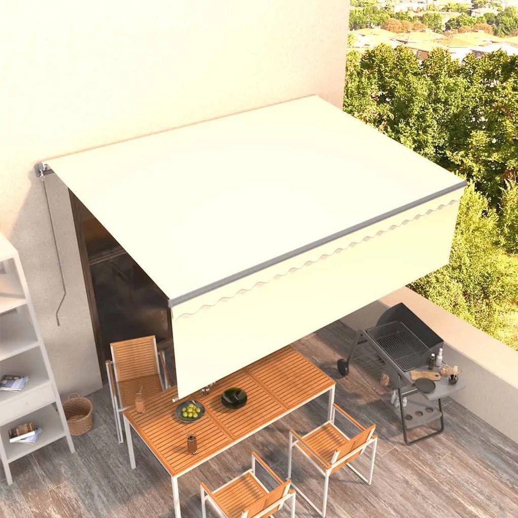Tenda Da Sole Retrattile Con Parasole 4,5x3 M Crema /