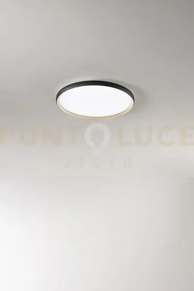 Plafoniera in alluminio nero opaco + oro opaco halo led 40w cct 300...
