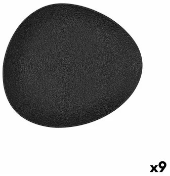 Piatto da pranzo Bidasoa Fosil Nero Ceramica Ovale 22,8 x 20,1 x 2,2 cm (9 Unità)