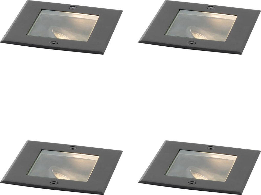 Set di 4 faretti da terra moderni neri regolabili IP65 - Oneon