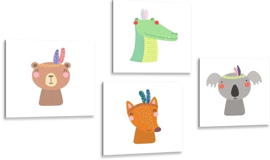 Set di quadri – Indiani animali adorabili