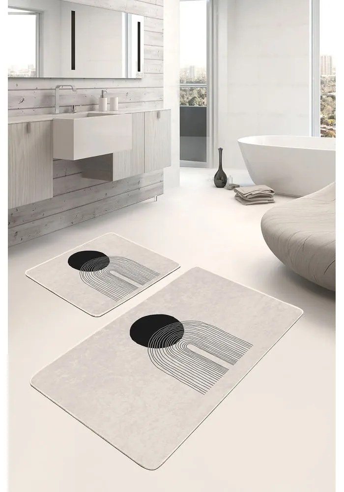 Tappeti da bagno beige in set da 2 100x60 cm - Minimalist Home World