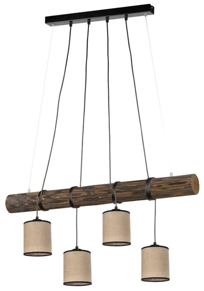 Spot-Light 68859456 - Lampadario a sospensione su cavo NEGRO 4xE27/25W/230V in pino