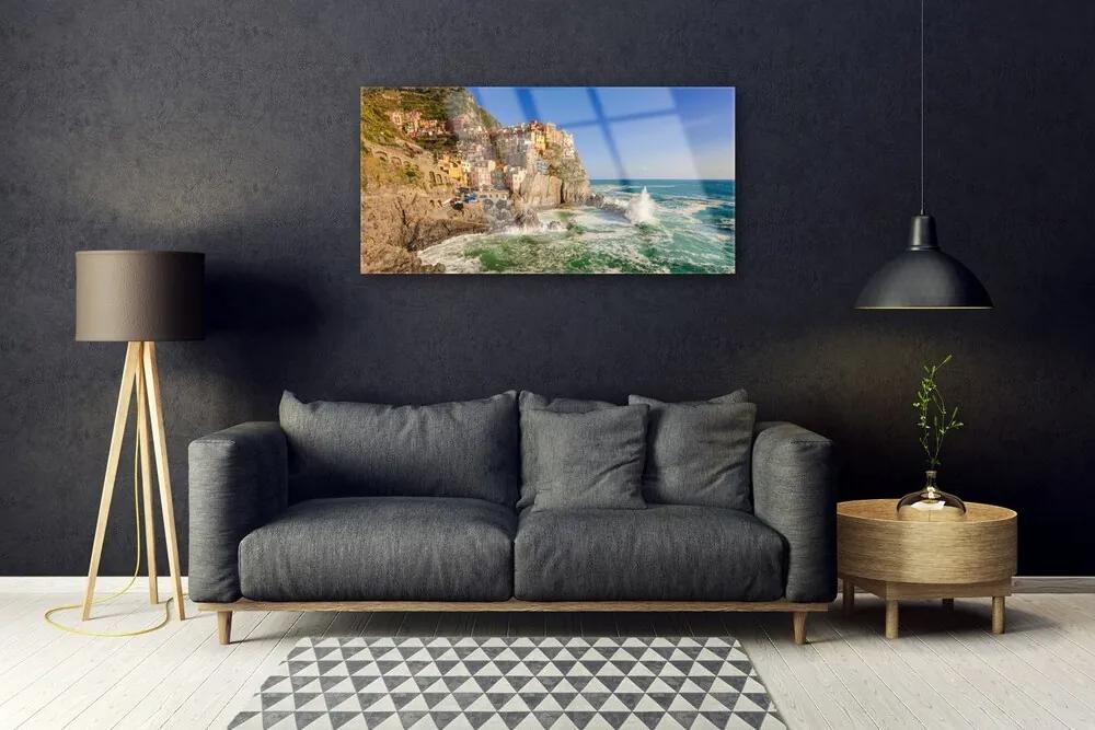 Quadro acrilico Paesaggio di montagna del mare 100x50 cm