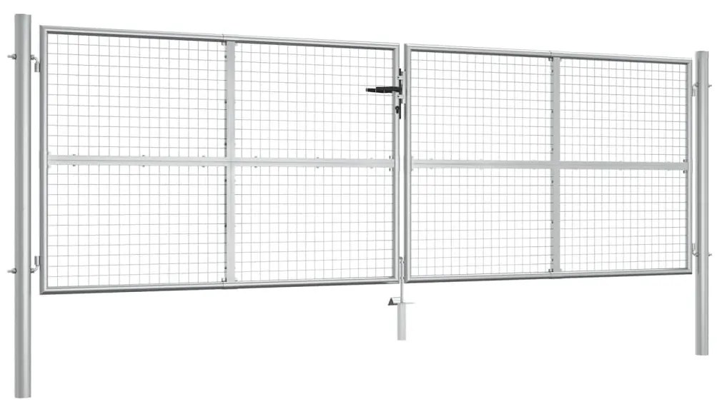 Cancello Per Giardino İn Acciaio Zincato 415x175cm Argento /