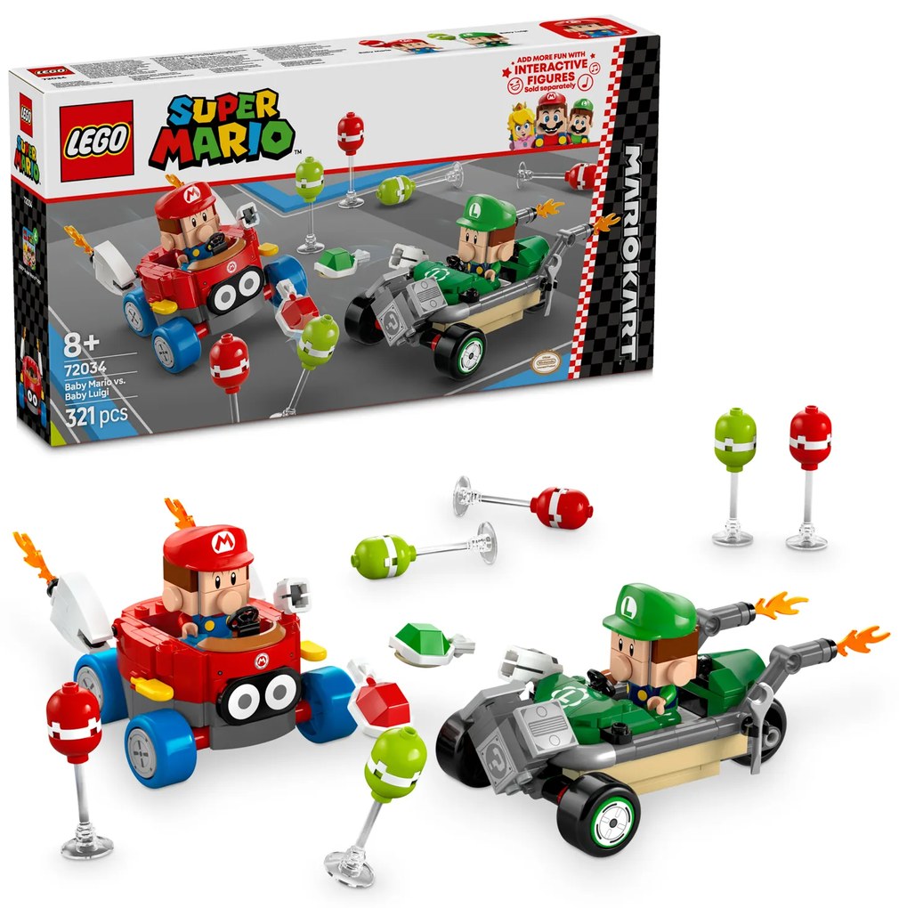Mario Kart Baby Mario vs Baby Luigi Lego SuperMario