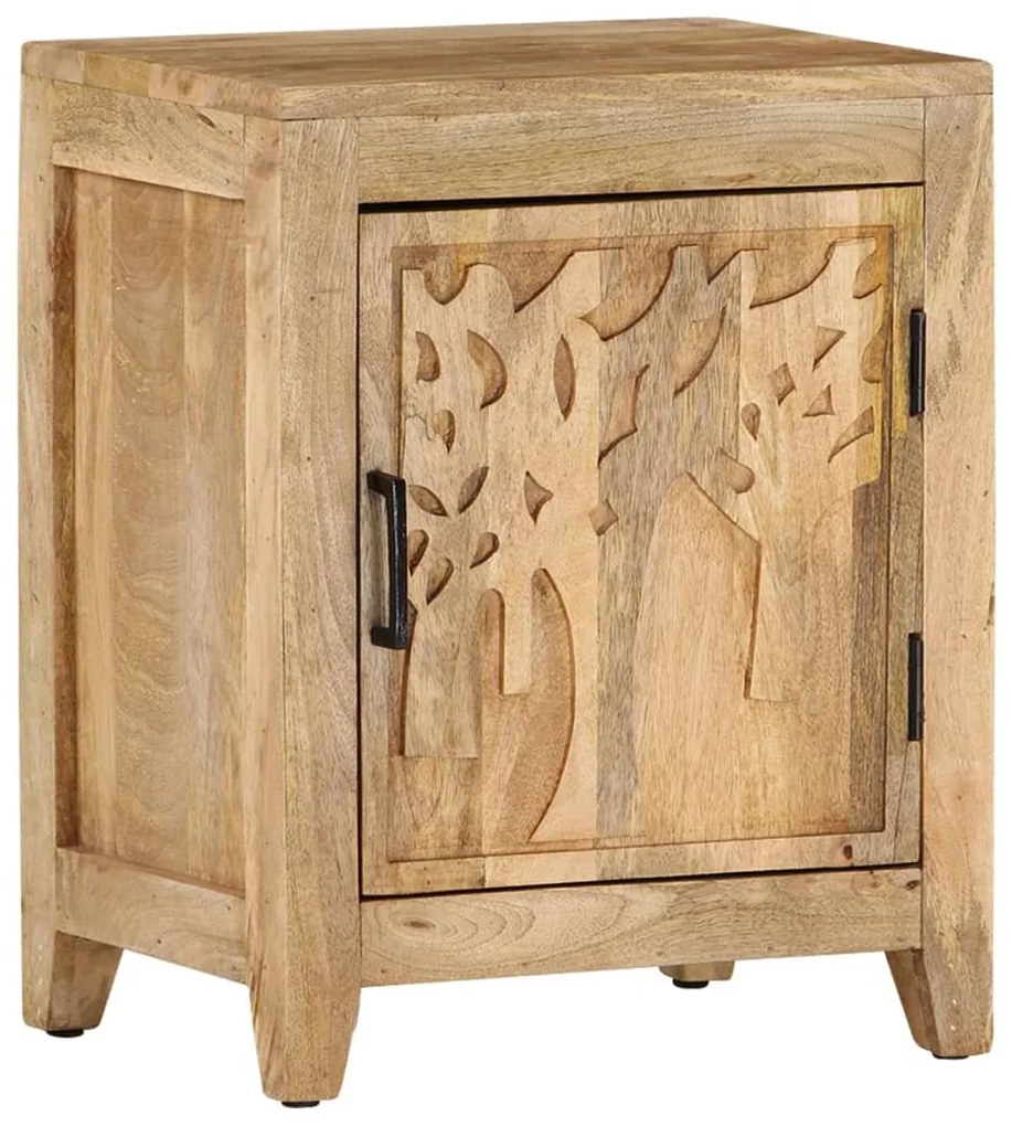 Comodino 40x30x50 Cm İn Legno Massello Di Mango /