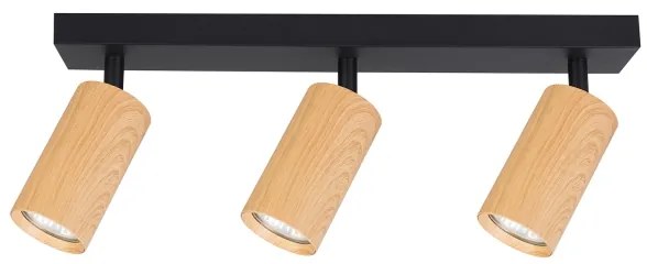 Brilagi - Faretto SELE 3xGU10/30W/230V nero/decorazioni in rovere