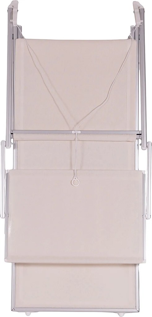 Lettino Mare con Parasole Richiudibile 181x71,5x38,5 cm in Alluminio PVC e Poliestere Avorio Riccione...