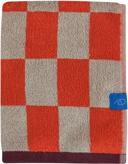 Asciugamano tipo terry arancione/beige in cotone organico 50x90 cm Retro – Mette Ditmer Denmark